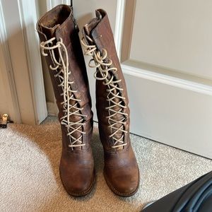 Frye villager lace up heeled boot